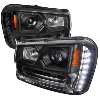 Spec'D Tuning Products - Spec-D 2002-2009 Chevrolet Trailblazer Projector Headlights w/ LED Light Strip (Matte Black Housing/Clear Lens) - Image 1