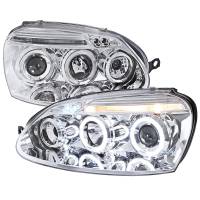 Spec'D Tuning Products - Spec-D 2006-2008 Volkswagen Golf Rabbit/ 2006-2010 Jetta Dual Halo Projector Headlights (Chrome Housing/Clear Lens) - Image 1