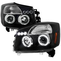 Spec'D Tuning Products - Spec-D 2004-2015 Nissan Titan/ 2004-2007 Armada Dual Halo Projector Headlights (Matte Black Housing/Clear Lens) - Image 1