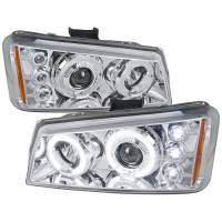 Spec'D Tuning Products - Spec-D 2002-2006 Chevrolet Avalanche/ 2003-2007 Silverado Dual Halo Projector Headlights (Chrome Housing/Clear Lens) - Image 1