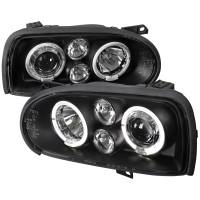 Spec'D Tuning Products - Spec-D 1993-1998 Volkswagen Golf Mk3/Cabrio Dual Halo Projector Headlights (Matte Black Housing/Clear Lens) - Image 1