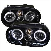 Spec'D Tuning Products - Spec-D 1999-2006 Volkswagen Golf Mk4 GTI/R32 Cabrio Dual Halo Projector Headlights (Glossy Black Housing/Smoke Lens) - Image 1