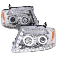 Spec'D Tuning Products - Spec-D 2004-2008 Ford F-150/ 2006-2008 Lincoln Mark LT Dual Halo Projector Headlights w/ LED Light Strip (Chrome Housing/Clear Lens) - Image 1