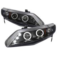 Spec'D Tuning Products - Spec-D 2006-2011 Honda Civic Sedan Dual Halo Projector Headlights (Matte Black Housing/Clear Lens) - Image 1