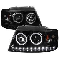 Spec'D Tuning Products - Spec-D 2002-2005 Ford Explorer Dual Halo Projector Headlights w/ LED Light Strip (Jet Black Housing/Clear Lens) - Image 1