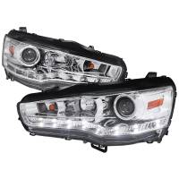 Spec'D Tuning Products - Spec-D 2008-2015 Mitsubishi Lancer EVO Projector Headlights w/ SMD LED Light Strip (Chrome Housing/Clear Lens) - Image 1