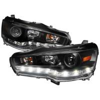 Spec'D Tuning Products - Spec-D 2008-2015 Mitsubishi Lancer EVO Projector Headlights w/ SMD LED Light Strip (Matte Black Housing/Clear Lens) - Image 1