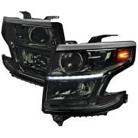 Spec'D Tuning Products - Spec-D 2015-2020 Chevrolet Tahoe Suburban/ 2016-2019 Suburban 3500HD Projector Headlights w/ LED Light Strip (Chrome Housing/Smoke Lens) - Image 1