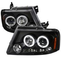 Spec'D Tuning Products - Spec-D 2004-2008 Ford F-150/ 2006-2008 Lincoln Mark LT Dual Halo Projector Headlights (Matte Black Housing/Clear Lens) - Image 1