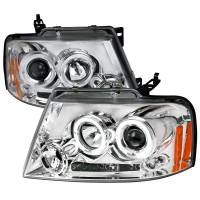 Spec'D Tuning Products - Spec-D 2004-2008 Ford F-150/ 2006-2008 Lincoln Mark LT Dual Halo Projector Headlights (Chrome Housing/Clear Lens) - Image 1