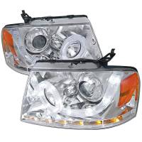 Spec'D Tuning Products - Spec-D 2004-2008 Ford F-150/ 2006-2008 Lincoln Mark LT Halo Projector Headlights w/ SMD LED Light Strip & LED Turn Signal Lights (Chrome Housing/Clear Lens) - Image 1