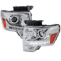 Spec'D Tuning Products - Spec-D 2009-2014 Ford F-150 Projector Headlights w/ LED Light Strip (Chrome Housing/Clear Lens) - Image 1