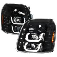 Spec'D Tuning Products - Spec-D 2007-2014 GMC Yukon/Yukon XL 1500/2500 LED U-Bar Projector Headlights (Jet Black Housing/Clear Lens) - Image 1