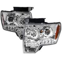 Spec'D Tuning Products - Spec-D 2009-2014 Ford F-150 Dual U-Ring Halo Projector Headlights w/ LED Light Strip (Chrome Housing/Clear Lens) - Image 1