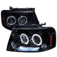 Spec'D Tuning Products - Spec-D 2004-2008 Ford F-150/ 2006-2008 Lincoln Mark LT Dual Halo Projector Headlights (Glossy Black Housing/Smoke Lens) - Image 1