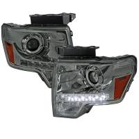 Spec'D Tuning Products - Spec-D 2009-2014 Ford F-150 Projector Headlights w/ LED Light Strip (Chrome Housing/Smoke Lens) - Image 1