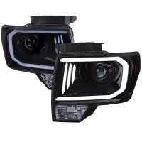 Spec'D Tuning Products - Spec-D 2009-2014 Ford F-150 LED C-Bar Projector Headlights (Glossy Black Housing/Smoke Lens) - Image 1