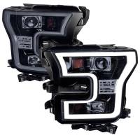 Spec'D Tuning Products - Spec-D 2015-2017 Ford F-150 LED Bar Outline Projector Headlights (Glossy Black Housing/Smoke Lens) - Image 1