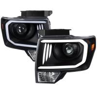 Spec'D Tuning Products - Spec-D 2009-2014 Ford F-150 LED C-Bar Projector Headlights (Matte Black Housing/Clear Lens) - Image 1
