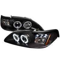 Spec'D Tuning Products - Spec-D 1994-1998 Ford Mustang Dual Halo Projector Headlights (Matte Black Housing/Clear Lens) - Image 1