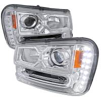 Spec'D Tuning Products - Spec-D 2002-2009 Chevrolet Trailblazer Projector Headlights w/ LED Light Strip (Chrome Housing/Clear Lens) - Image 1