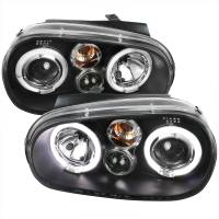 Spec'D Tuning Products - Spec-D 1999-2006 Volkswagen Golf Mk4 GTI/R32 Cabrio Dual Halo Projector Headlights (Matte Black Housing/Clear Lens) - Image 1