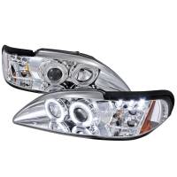Spec'D Tuning Products - Spec-D 1994-1998 Ford Mustang Dual Halo Projector Headlights (Chrome Housing/Clear Lens) - Image 1