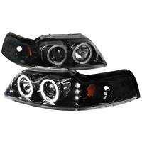 Spec'D Tuning Products - Spec-D 1999-2004 Ford Mustang Dual Halo Projector Headlights (Jet Black Housing/Clear Lens) - Image 1