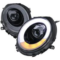 Spec'D Tuning Products - Spec-D 2007-2015 Mini Cooper R55 R56 R57 R58 R59 Projector Headlights w/ LED Turn Signal Lights (Glossy Black Housing/Smoke Lens) - Image 1