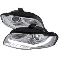 Spec'D Tuning Products - Spec-D 2006-2008 Audi A4 Projector Headlights w/ R8 Style LED Light Bar (Chrome Housing/Clear Lens) - Image 1