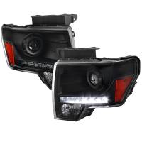 Spec'D Tuning Products - Spec-D 2009-2014 Ford F-150 Projector Headlights w/ LED Light Strip (Matte Black Housing/Clear Lens) - Image 1