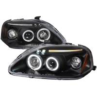 Spec'D Tuning Products - Spec-D 1999-2000 Honda Civic Dual Halo Projector Headlights (Matte Black Housing/Clear Lens) - Image 1