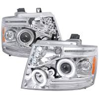 Spec'D Tuning Products - Spec-D 2007-2013 Chevrolet Avalanche/ 2007-2014 Tahoe Suburban Dual Halo Projector Headlights (Chrome Housing/Clear Lens) - Image 1