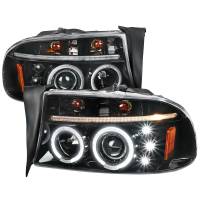 Spec'D Tuning Products - Spec-D 1997-2004 Dodge Dakota/ 1998-2003 Durango Dual Halo Projector Headlights (Jet Black Housing/Clear Lens) - Image 1
