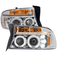 Spec'D Tuning Products - Spec-D 1997-2004 Dodge Dakota/ 1998-2003 Durango Dual Halo Projector Headlights (Chrome Housing/Clear Lens) - Image 1