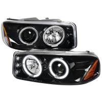 Spec'D Tuning Products - Spec-D 1999-2006 GMC Sierra/Yukon/Yukon XL Dual Halo Projector Headlights (Jet Black Housing/Clear Lens) - Image 1