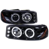 Spec'D Tuning Products - Spec-D 1999-2006 GMC Sierra/ 2000-2006 Yukon/Yukon XL Dual Halo Projector Headlights (Glossy Black Housing/Smoke Lens) - Image 1