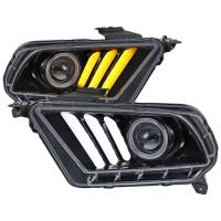 Spec'D Tuning Products - Spec-D 2010-2014 Ford Mustang LED Bar Projector Headlights w/ Sequential Turn Signals (Glossy Black Housing/Smoke Lens) - Image 1