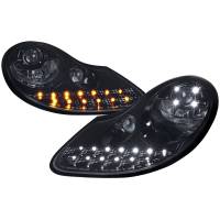 Spec'D Tuning Products - Spec-D 1997-2004 Porsche Boxster 986/911 996 LED Light Strip Projector Headlights w/ LED Turn Signal Lights (Glossy Black Housing/Smoke Lens) - Image 1