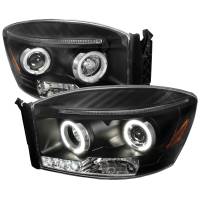 Spec'D Tuning Products - Spec-D 2006-2008 Dodge RAM 1500/ 2006-2009 RAM 2500 3500 Dual Halo Projector Headlights (Matte Black Housing/Clear Lens) - Image 1
