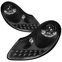 Spec'D Tuning Products - Spec-D 1997-2004 Porsche Boxster 986/911 996 LED Light Strip Projector Headlights w/ LED Turn Signal Lights (Matte Black Housing/Clear Lens) - Image 1