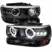 Spec'D Tuning Products - Spec-D 1999-2002 Chevrolet Silverado/ 2000-2006 Tahoe Suburban Dual Halo Projector Headlights w/ Bumper Lights (Matte Black Housing/Clear Lens) - Image 1