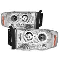 Spec'D Tuning Products - Spec-D 2002-2005 Dodge RAM 1500/ 2003-2005 RAM 2500 3500 Dual Halo Projector Headlights (Chrome Housing/Clear Lens) - Image 1