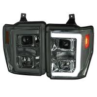 Spec'D Tuning Products - Spec-D 2008-2010 Ford F-250 F-350 F-450 LED C-Bar Projector Headlight (Chrome Housing/Smoke Lens) - Image 1