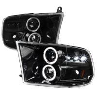 Spec'D Tuning Products - Spec-D 2009-2018 Dodge RAM 1500 / 2019-2021 RAM Classic / 2010-2018 RAM 2500 3500 Dual Halo Projector Headlights (Jet Black Housing/Clear Lens) - Image 1