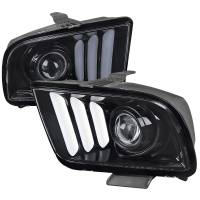 Spec'D Tuning Products - Spec-D 2005-2009 Ford Mustang LED Bar Projector Headlights (Chrome Housing/Smoke Lens) - Image 1