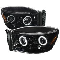 Spec'D Tuning Products - Spec-D 2006-2008 Dodge RAM 1500/ 2006-2009 RAM 2500 3500 Dual Halo Projector Headlights (Jet Black Housing/Clear Lens) - Image 1