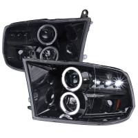 Spec'D Tuning Products - Spec-D 2009-2018 Dodge RAM 1500 / 2019-2021 RAM Classic / 2010-2018 RAM 2500 3500 Dual Halo Projector Headlights (Glossy Black Housing/Smoke Lens) - Image 1