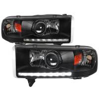 Spec'D Tuning Products - Spec-D 1994-2001 Dodge RAM 1500/ 1994-2002 RAM 2500 3500 Projector Headlights w/ SMD LED Light Strip (Matte Black Housing/Clear Lens) - Image 1