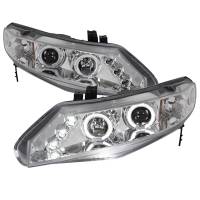 Spec'D Tuning Products - Spec-D 2006-2011 Honda Civic Sedan Dual Halo Projector Headlights (Chrome Housing/Clear Lens) - Image 1
